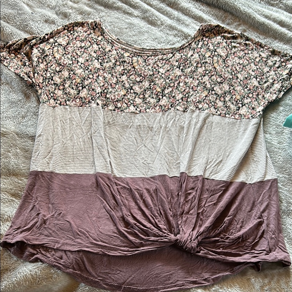 Floral and Striped Women's Top